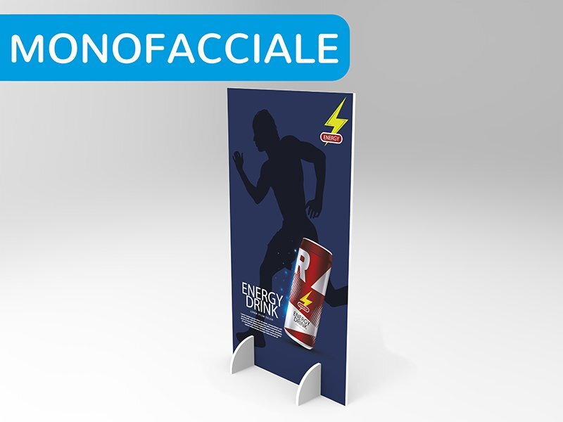 totem pubblicitario realizzato in sandwich formato 98x175 cm stampa monofacciale per fiere