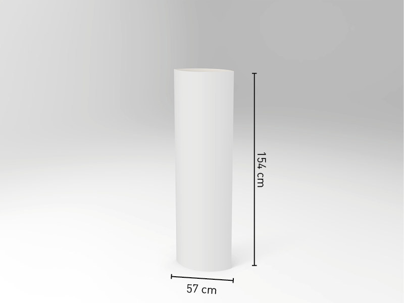 Totem pubblicitario per fiere con base a forma di elisse, formato 57x154 cm realizzato in cartoncino